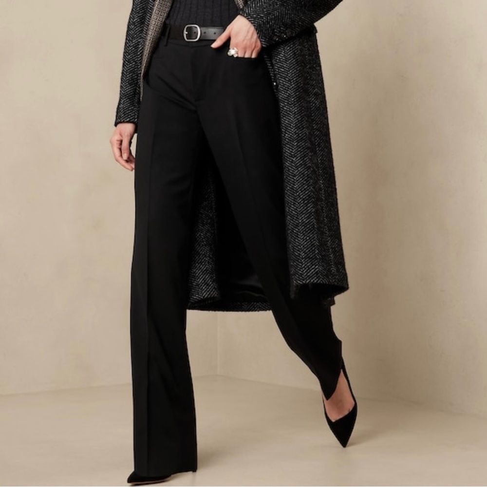 BANANA REPUBLIC Siena Straight Wool Pant, Black, Size 6